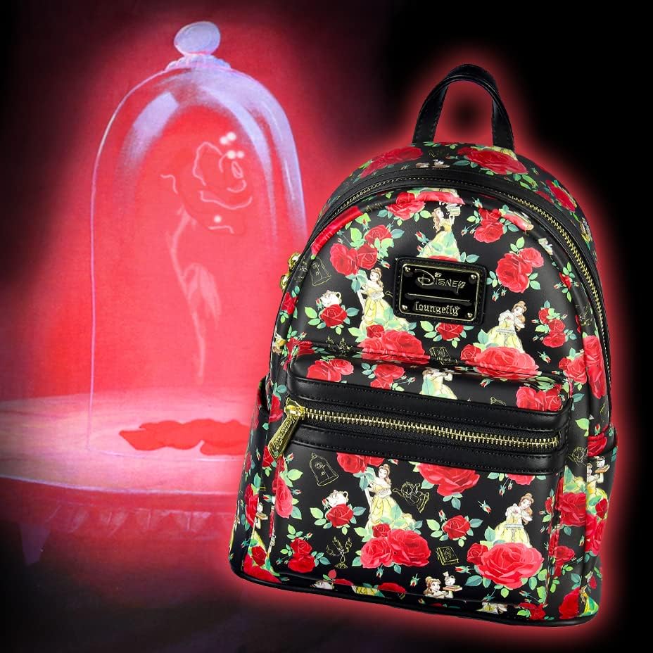 Loungefly Disney La Bella y la Bestia Belle Roses Mini Mochila