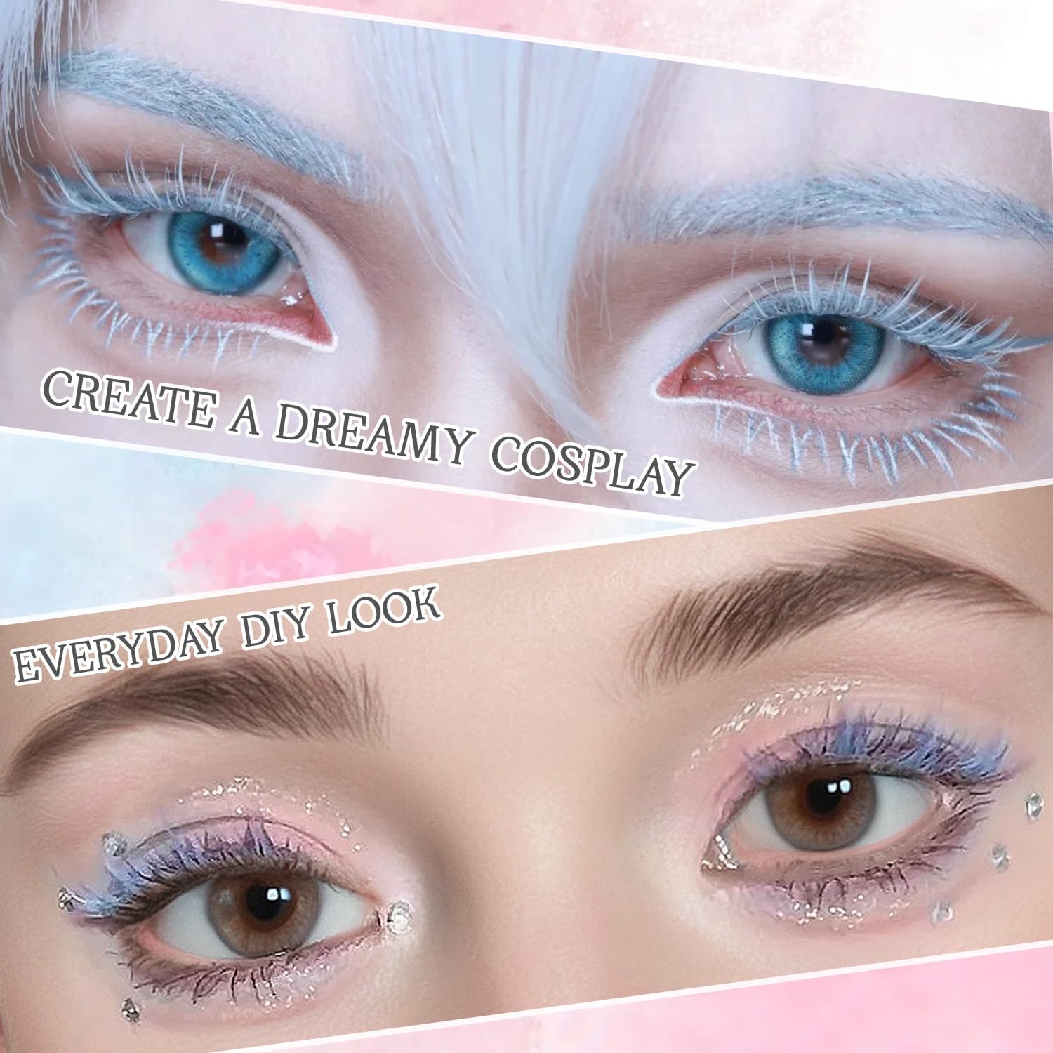 BOROLA 60 Bundles Color Eyelash Extensions, 0.4 - 0.5 inches (10 - 12 mm) Feather Style Single Bunch Eyelashes, Fan 3D Fluffy DIY Extensions, Multi-layer Construction, For Cosplay, Parties, Daily