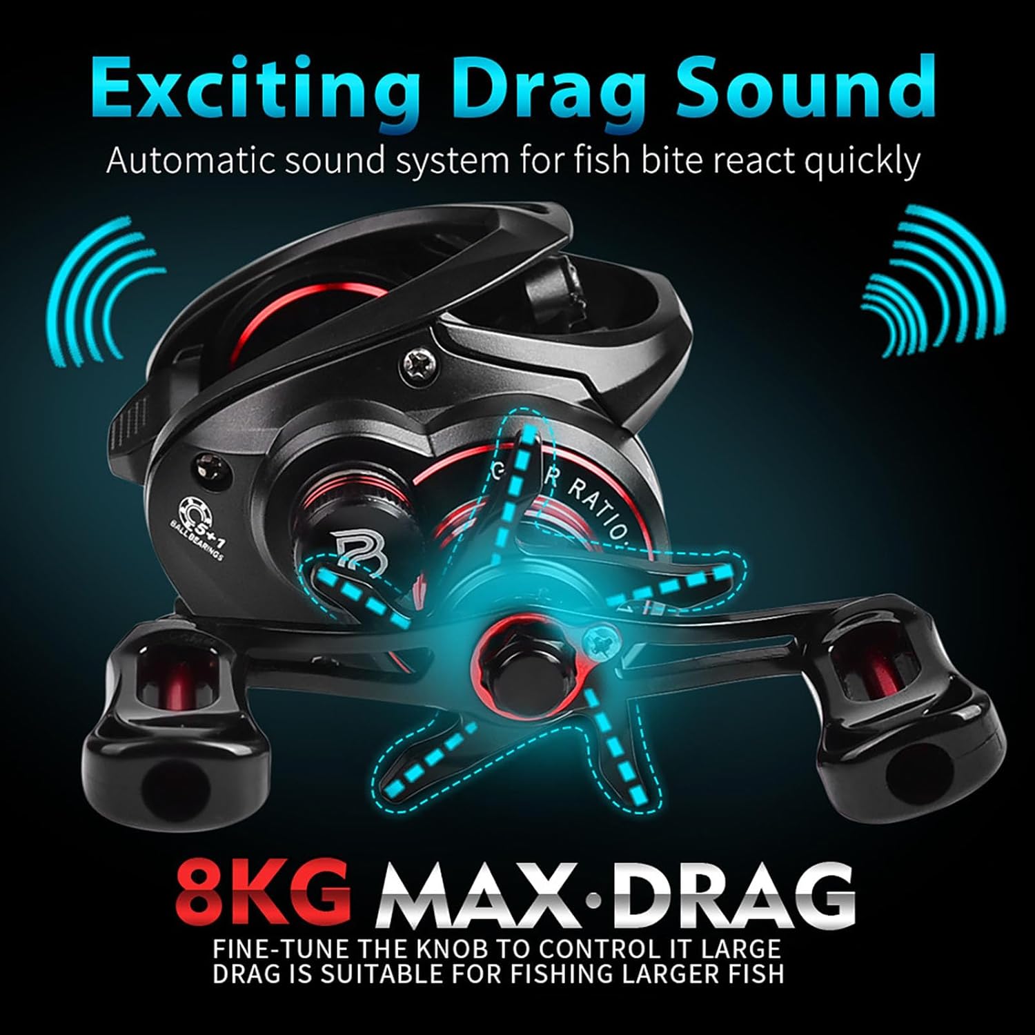 初心者最適 ベイトリール 左巻き 右巻き フィッシング 両軸リール エクストラハイギア（XG） 7.2：1 ドラグ力8KG ベイトキャスティング 軽量 釣り具 釣り用品