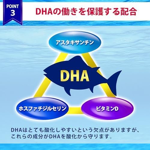 Wakasa Seikatsu DHA EPA Supplement, Wakasa no Hatsukatsu DHA EPA Supplement, 270 mg of DHA, Astaxanthin Blend, 62 Tablets, 1 Month Supply