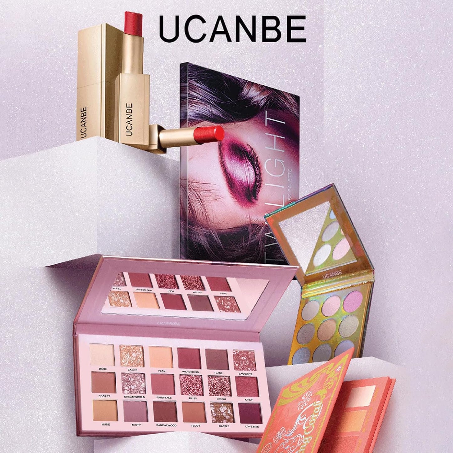 CHARMCODE Juego de 2 Paletas de Sombra de Ojos Crepúsculo Anochecer + Aromas Nude Maquillaje, Mate Brillante con Purpurina Perla Prensada Todo Altamente Pigmentado Polvo Difuminador, Kit de Sombra de