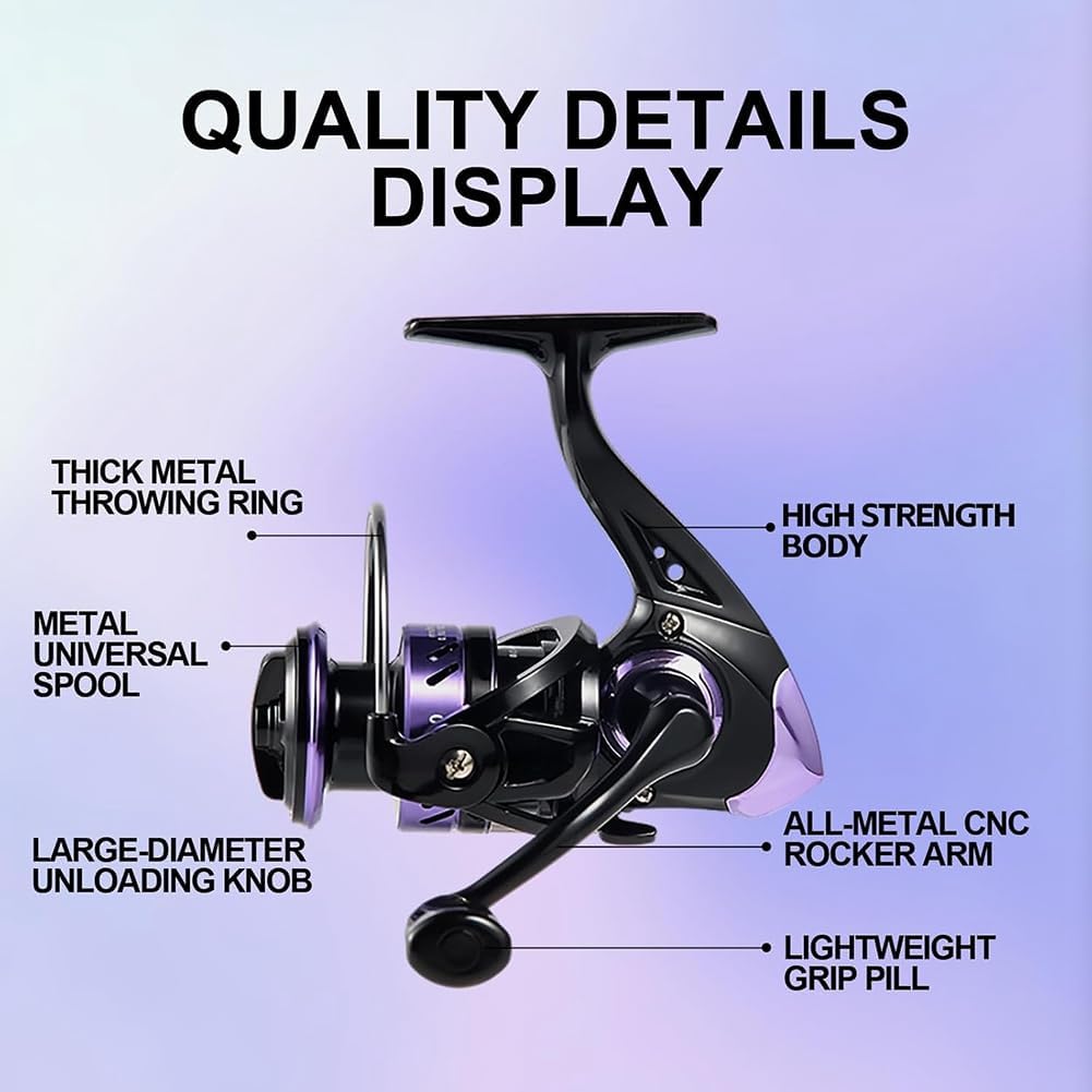 Ultra Light Spinning Reel 5.2:1 Gear Ratio Freshwater Saltwater Surf Fishing Reel Max Drag 11 lbs, Ice Fish Reel PW500