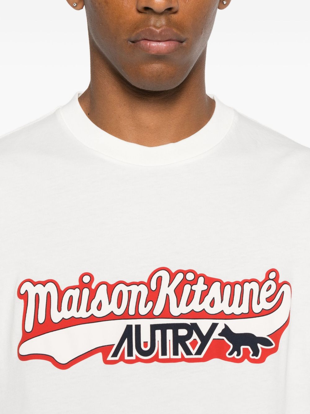 Maison Autry X Maison KitsuneロゴコットンTシャツ - Image 5