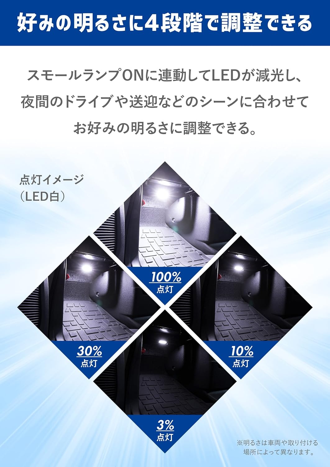 【エーモンオンライン限定】86(ZN6)/BRZ(ZC6)専用LEDフットライトキット 前席用 ブルー EK269