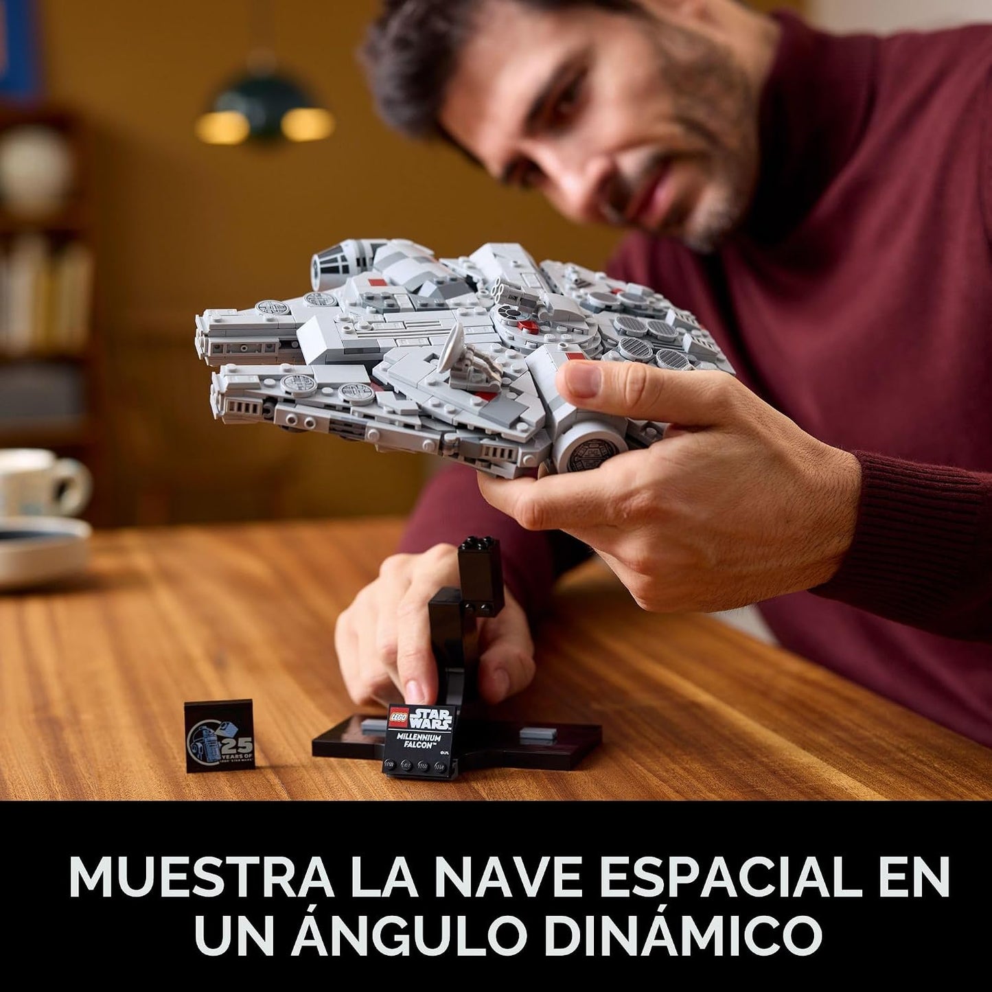 LEGO Star Wars Millennium Falcon 25 aniversario coleccionable – Juego de construcción de bricolaje para adultos, hombres y mujeres, a partir de 18 años – Un modelo de New Hope con soporte de exhibición – Regalo de Star Wars – 75375