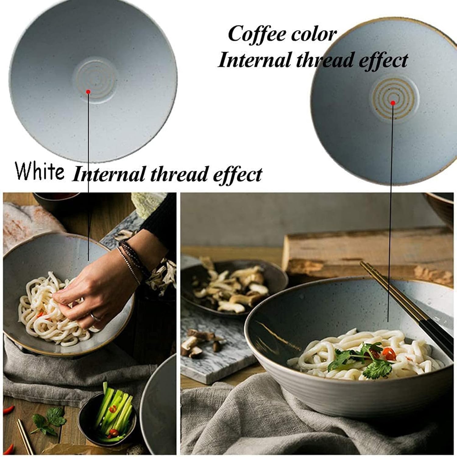 7" Ceramic Ramen Soup Bowl, Instant Ramen, Soup, Noodle, Four, Udon, Buckwheat Bowl A, 7''