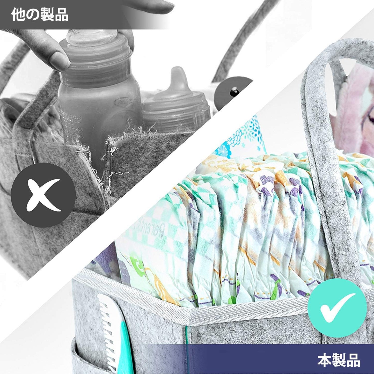 Ciilee Baby Diaper Stocker, Diaper Bag, Large Capacity, Detachable Handle, Diaper Case, Folding, Baby Storage Box, Basket, Car Travel Bag, Storage Bag, Small Items Organizer, Lightweight, Baby Goods