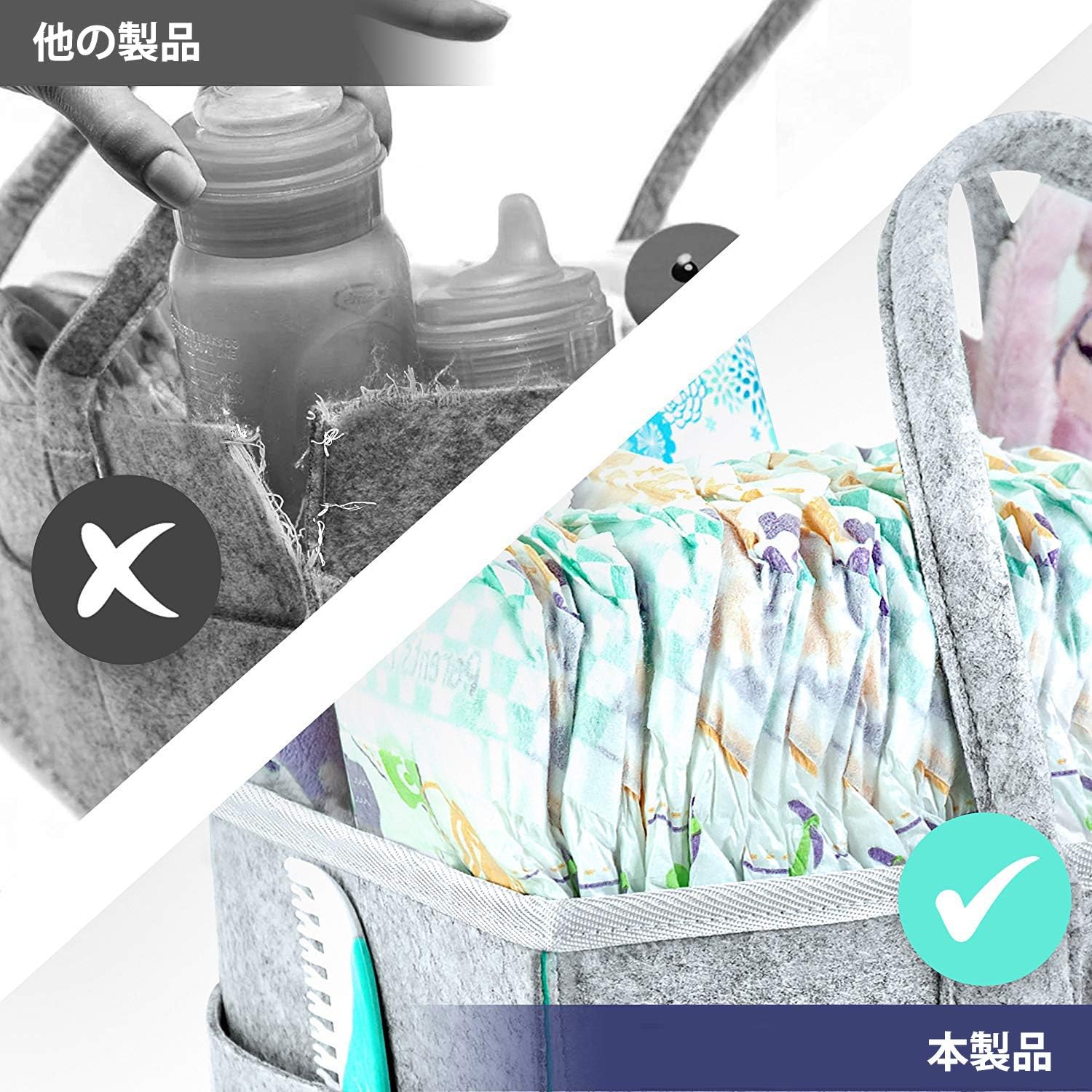 Ciilee Baby Diaper Stocker, Diaper Bag, Large Capacity, Detachable Handle, Diaper Case, Folding, Baby Storage Box, Basket, Car Travel Bag, Storage Bag, Small Items Organizer, Lightweight, Baby Goods