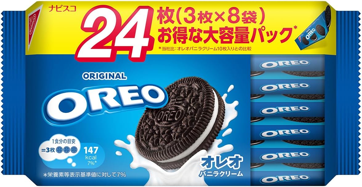 Oreo Family Pack Vanilla Cream 24 pieces (3 x 8 bags) x 12 bags