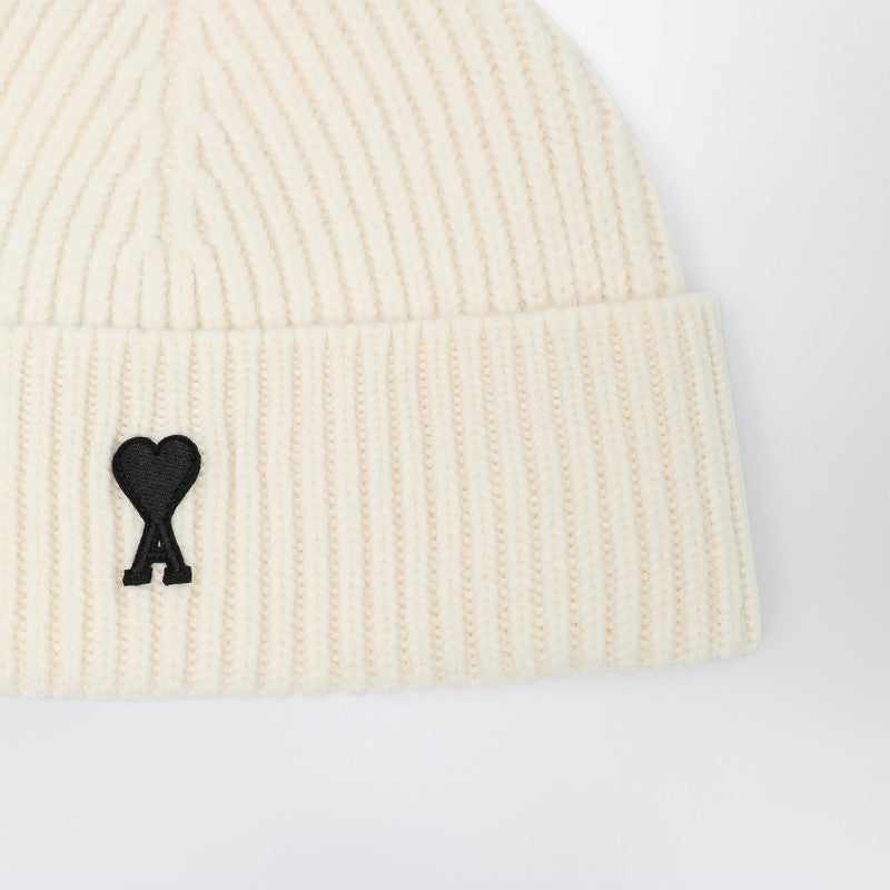 Ami Ami Paris White Wool Ami De Coeur Beanie - Image 5