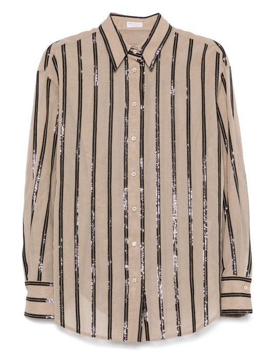Brunello Cucinelli Striped Cotton Shirt - Image 5