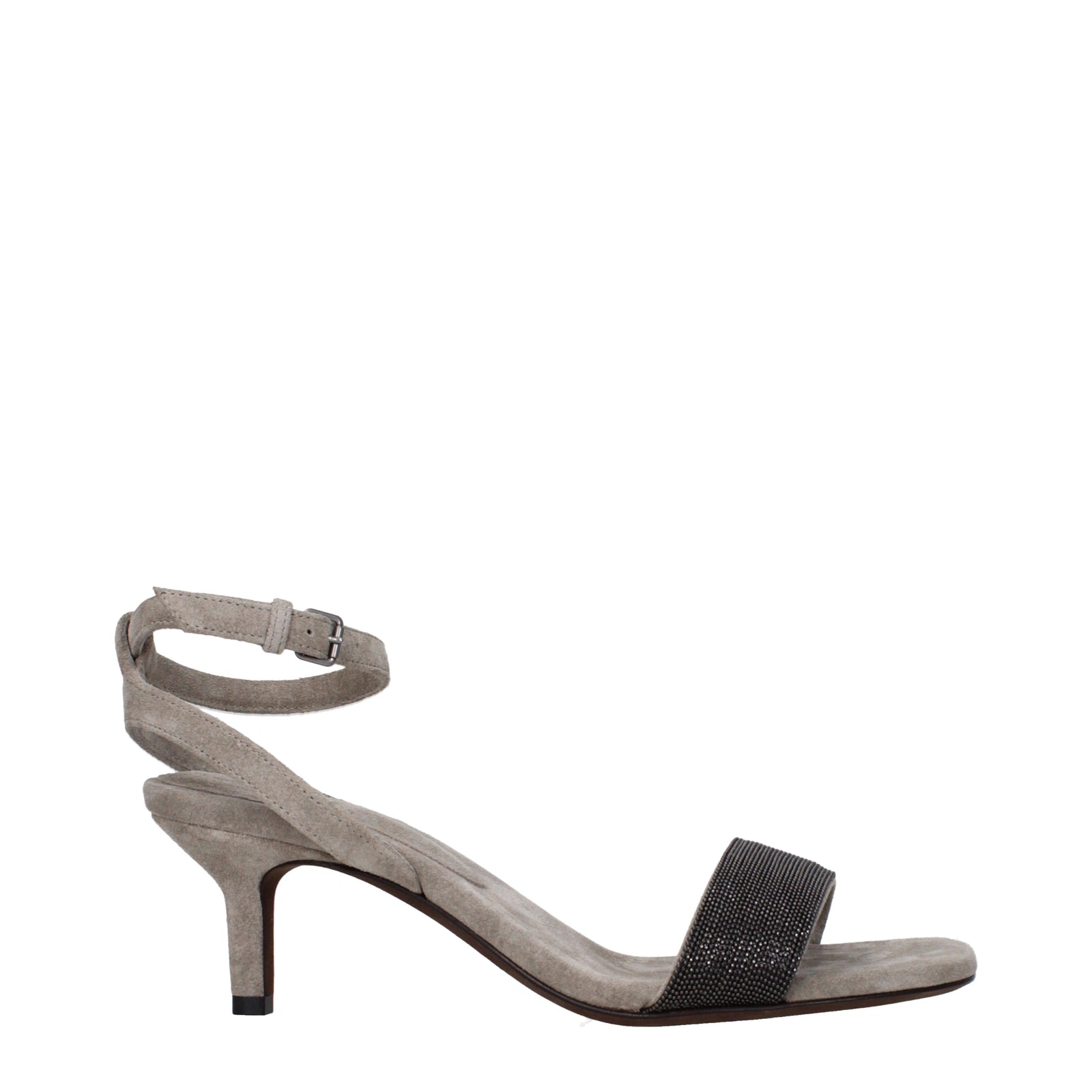 Brunello Cucinelli Sandals Women Suede Grey - Image 5