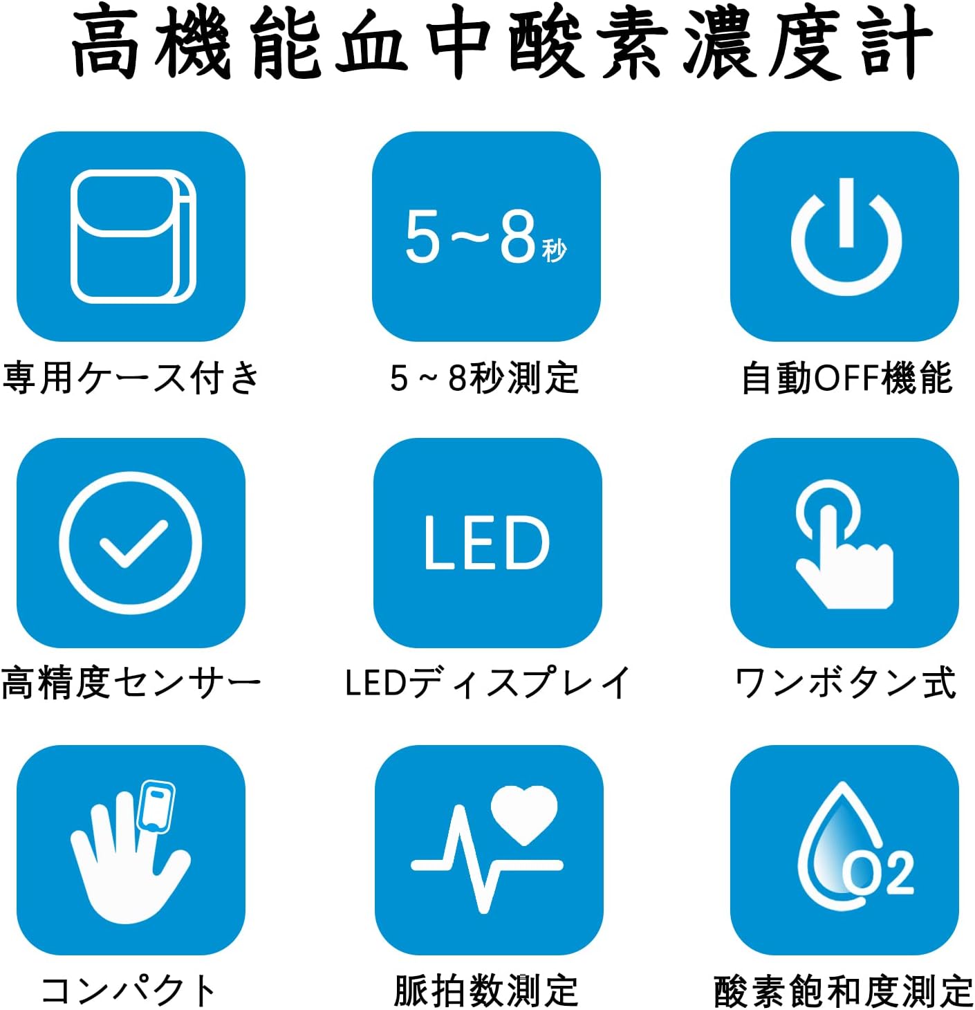 Mediken Luxury Accessories 4-Piece Set, Pulse Oximeter, Heart Rate Monitor, Pulse Monitor, For Home Use, For Traveling, Home, Climbing, LED Display, Easy To Read High Accuracy