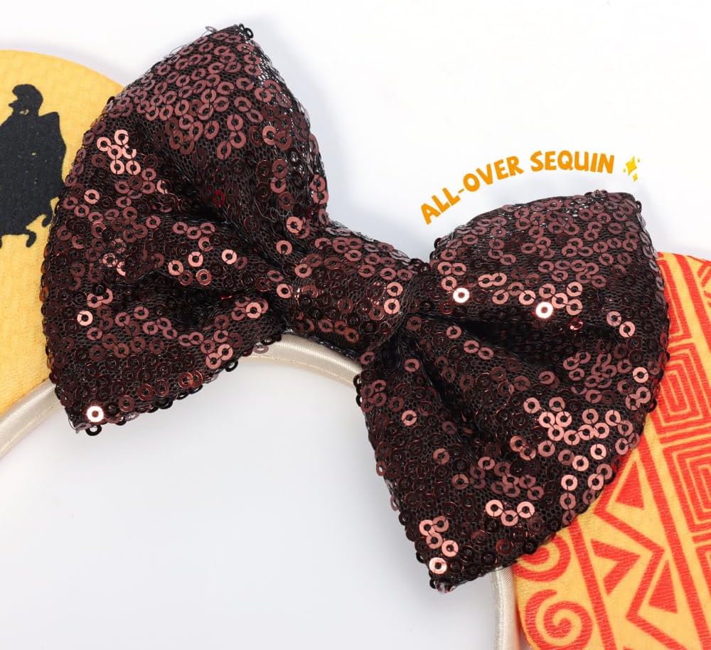 ETLUK - Diadema con orejas de ratón, orejas de animal con lazo de lentejuelas para mujeres y niñas, orejas de parques para accesorios de cosplay, fiesta (León)