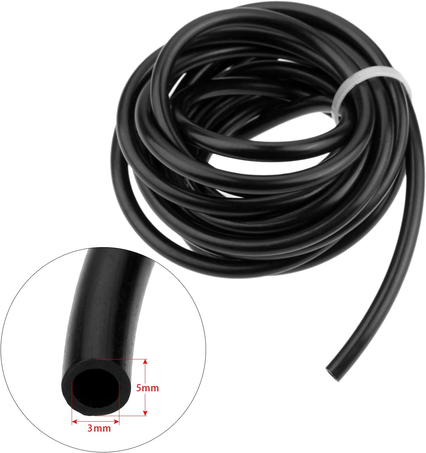 Grass Trimmer, Fuel Hose, For Lawn Mower, Grass Cutter, Chain Saw, Round Fuel Pipe, Plumbing, Oil Pipe, Durable, Agricultural Equipment, Chain Saw Components, Inner Diameter 0.1 inch (3 mm), Outer Diameter 0.2 inch (5 mm), Length 9.8 ft (3 m)