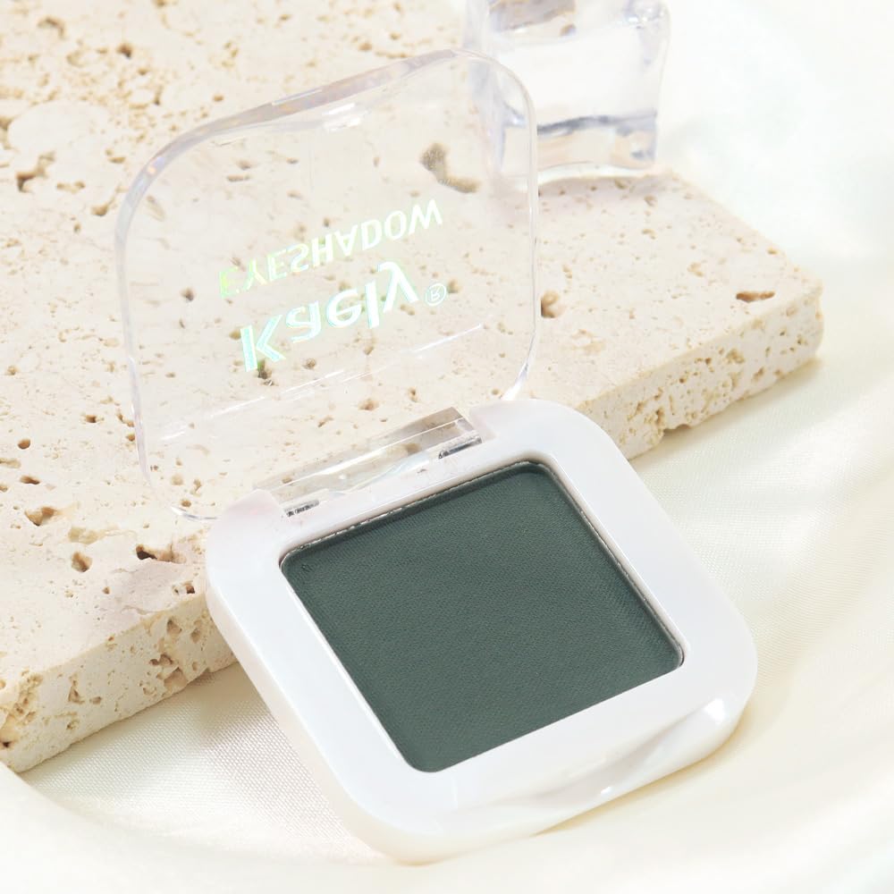 FeiCuiYun - Paleta de sombra de ojos mate monocromática, sombra de ojos verde bosque mate para mujeres mayores, mini sombra de ojos prensada pigmentada impermeable, vegana, con talco, libre de