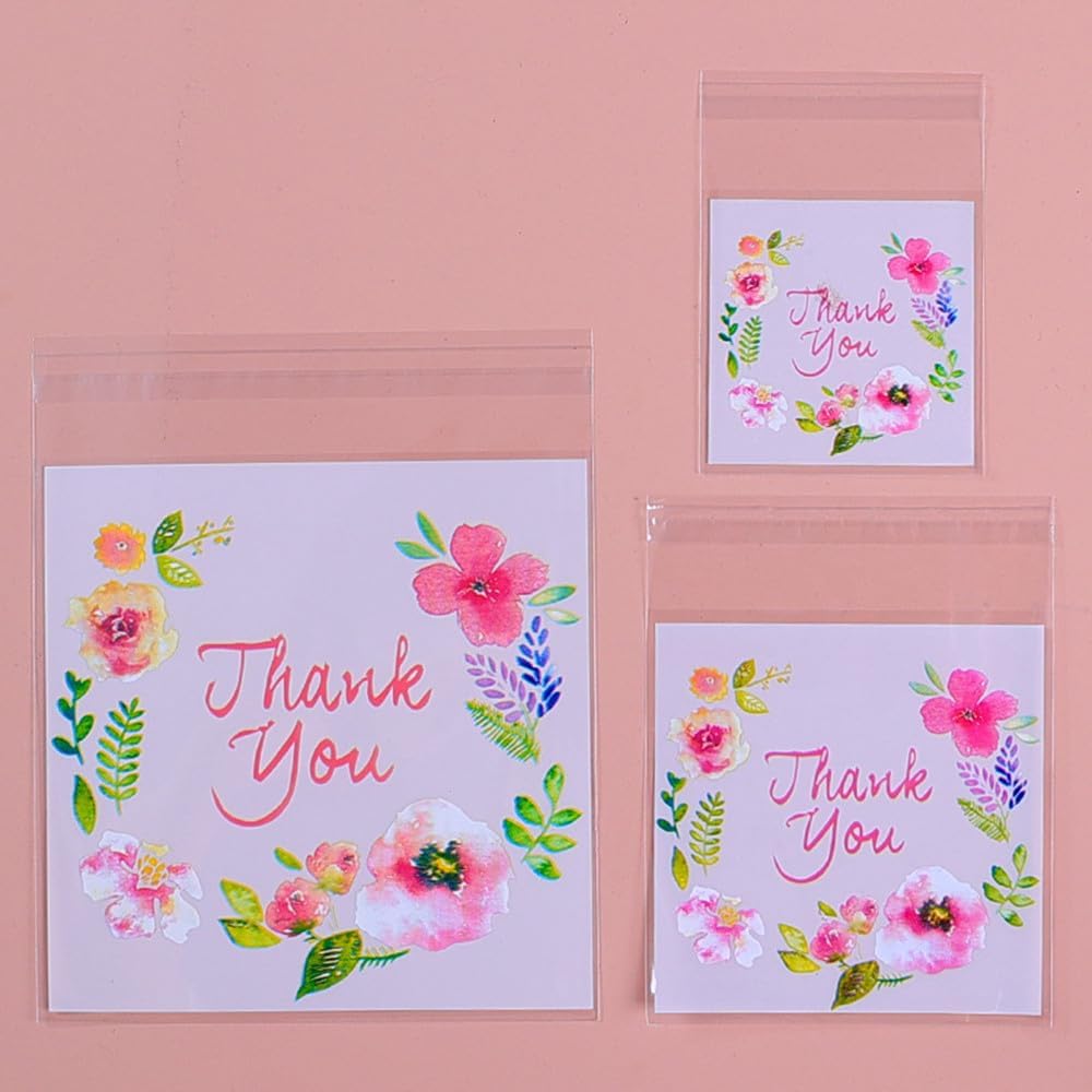 100 Pieces Five Colors Flower OPP Raisin Sand Bag, Sweets Pack, Sweets Pack, Bread Bag, OPP Bag for Bread, Side Seal, Wrapping Bag, Plastic Bag, Gift Bag, Mini OPP Bag, Cookies, Chocolate, Wrapping,