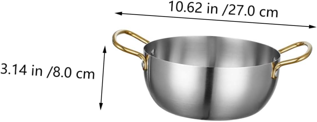 UTHCLO 1 Piece Ramen Pot Instant Noodles Seafood Food Cooking Pot Portable Eel Pot Ramen Aluminum Pot Instant Udon Pot Stainless Steel Binaural Pot Stainless Steel Silver