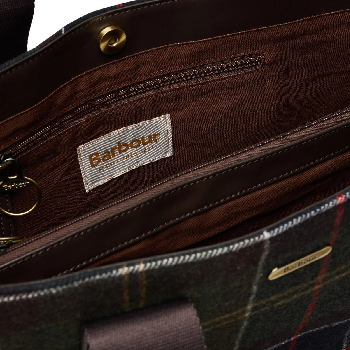 Barbour ウールブレンドとチェックパターンのバーバーターンベリートートバッグ - Image 5