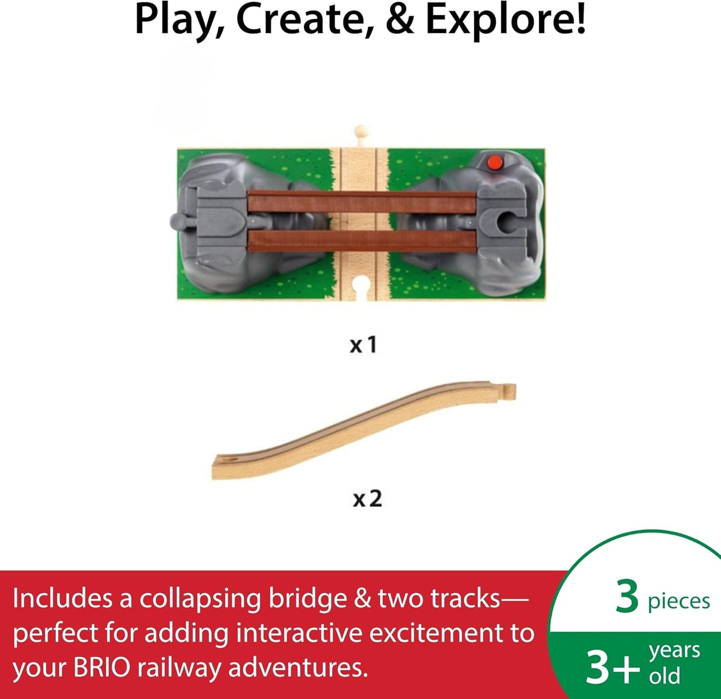 Brio 33391 Drop Bridge, Ages 3 and Up (Toy, Plaything, Wooden Toy, Wooden Rail, Scenery Part, Gift (Birthday/Christmas))