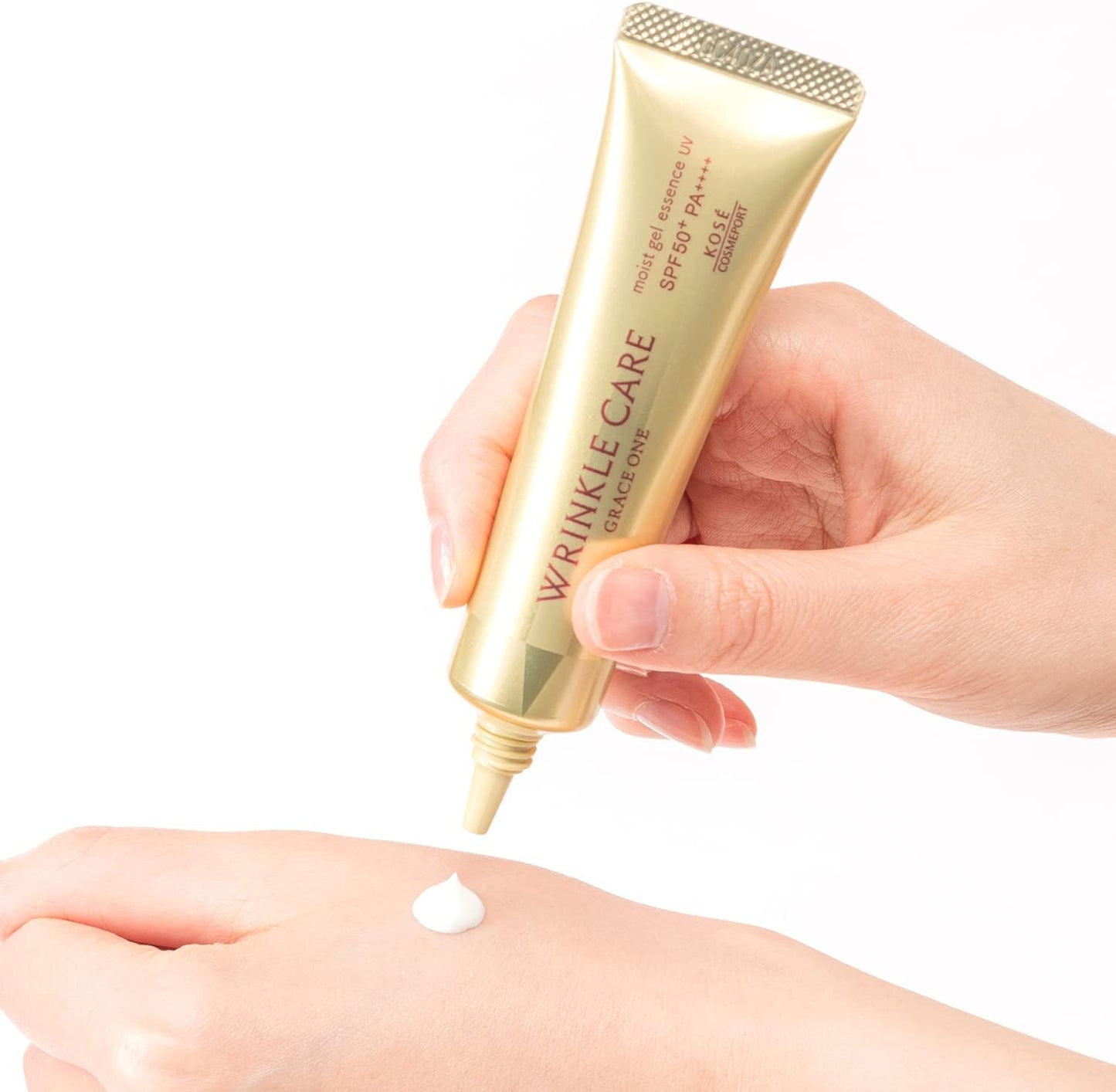 KOSE Grace One Wrinkle Care Moisturizing Gel Essence UV 1.4 oz (40 g), Wrinkle Improvement, All-in-One, 5-in-1 Item, Emulsion, Cream, Makeup Base, Sunscreen + Bonus