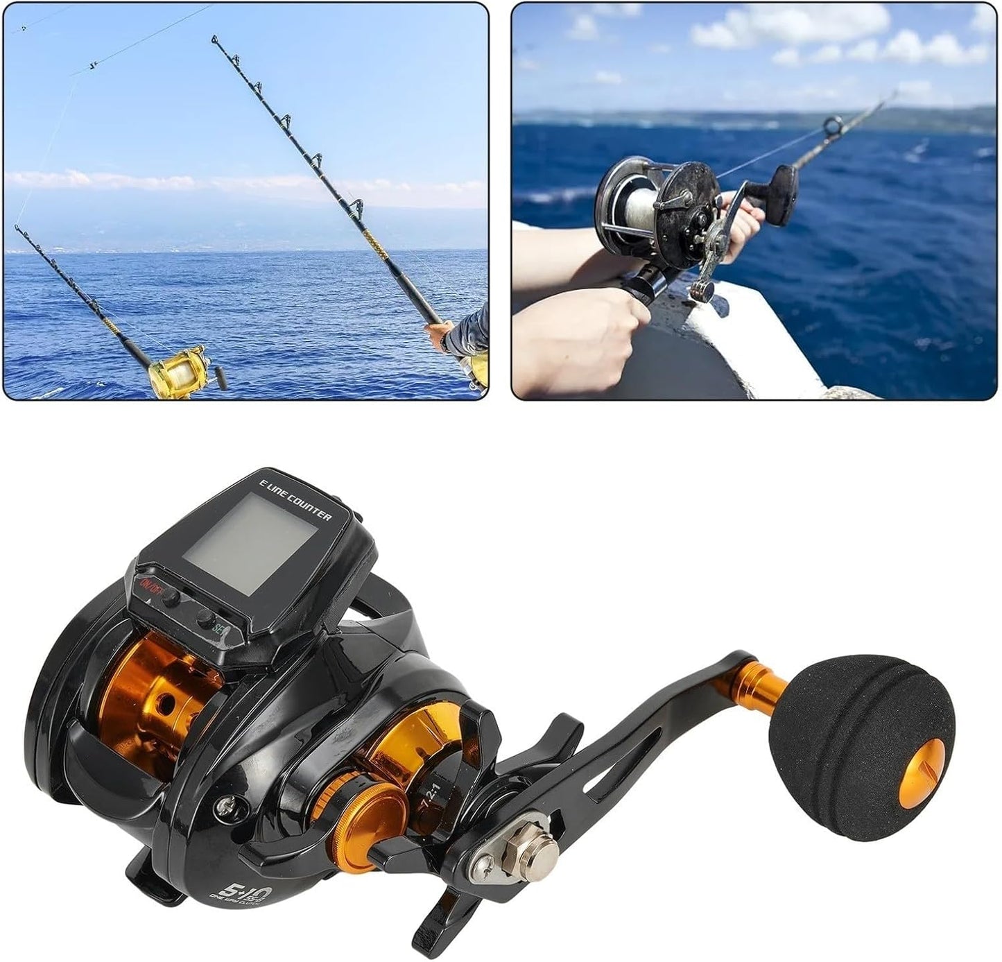 Digital Fishing Baitcasting Reel Precise Line Counter 6.3:1 Large Display Baitcasting Fishing Reel - Right Handed Aluminum Alloy Line Counter Magnetic Brake