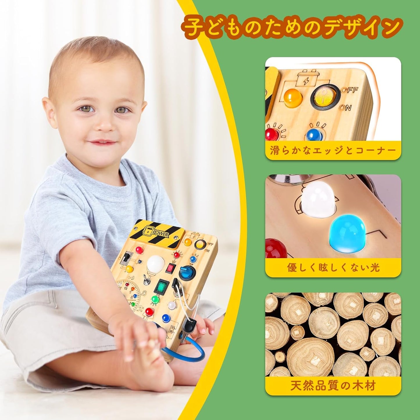 Busy Board Montessori Toys for 1-3 Years Old Wooden Toddler Toys Sensory Travel Toys Ideal Gift for Boys 1 Year Old and Up (Busy Board Plus V2)