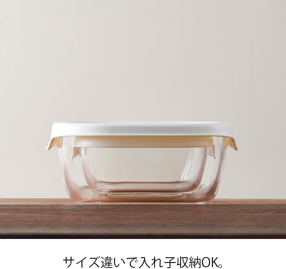 HARIO KST-2012-OW Heat Resistant Glass Storage Containesr, Made in Japan, White, 3 Pieces