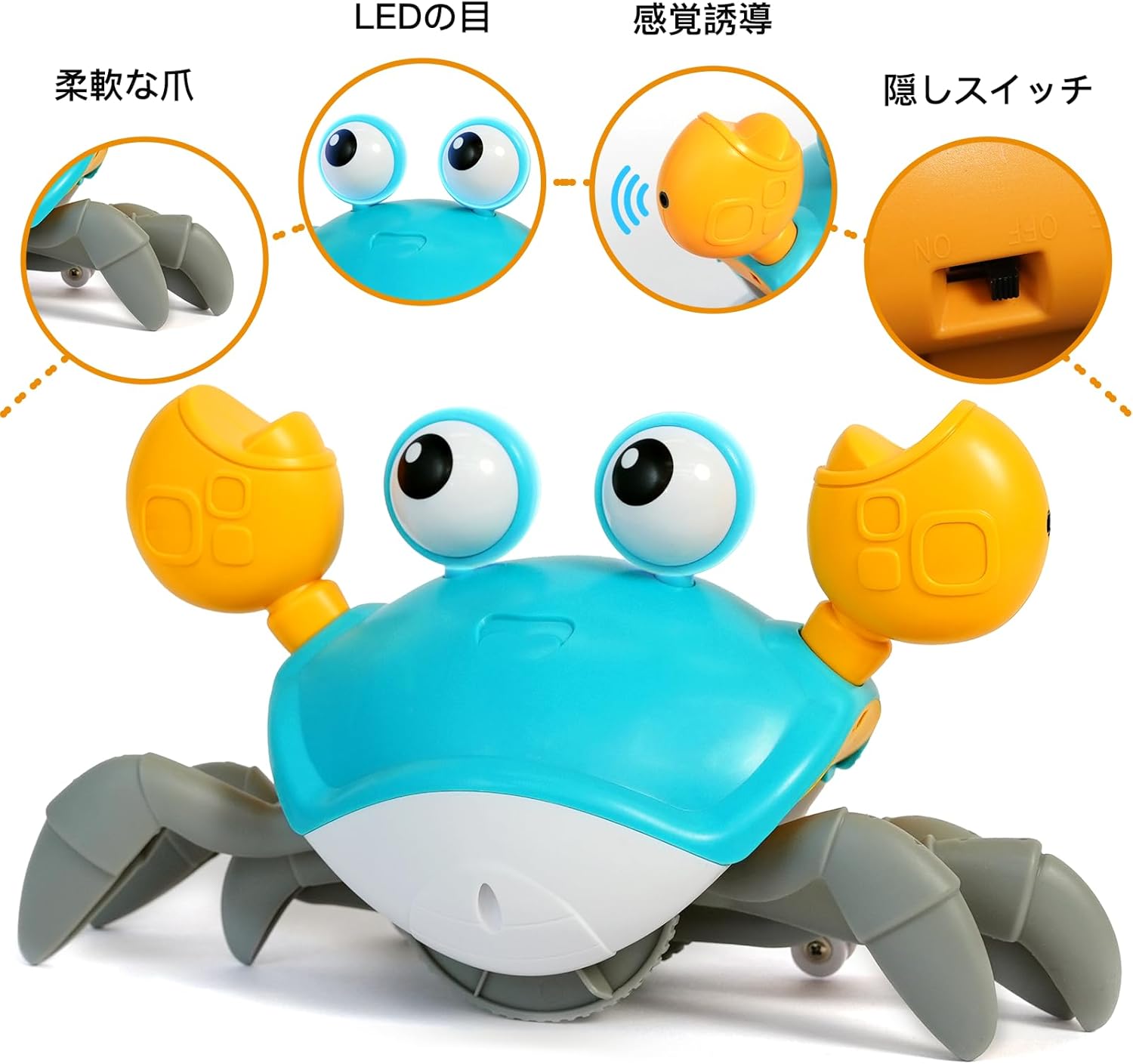Crawling Crab Toy for Kids with Music, Electronic Light Up Crawling Toy, Automatically Avoiding Obstacles, Moving Toys for Kids, Boys and Girls