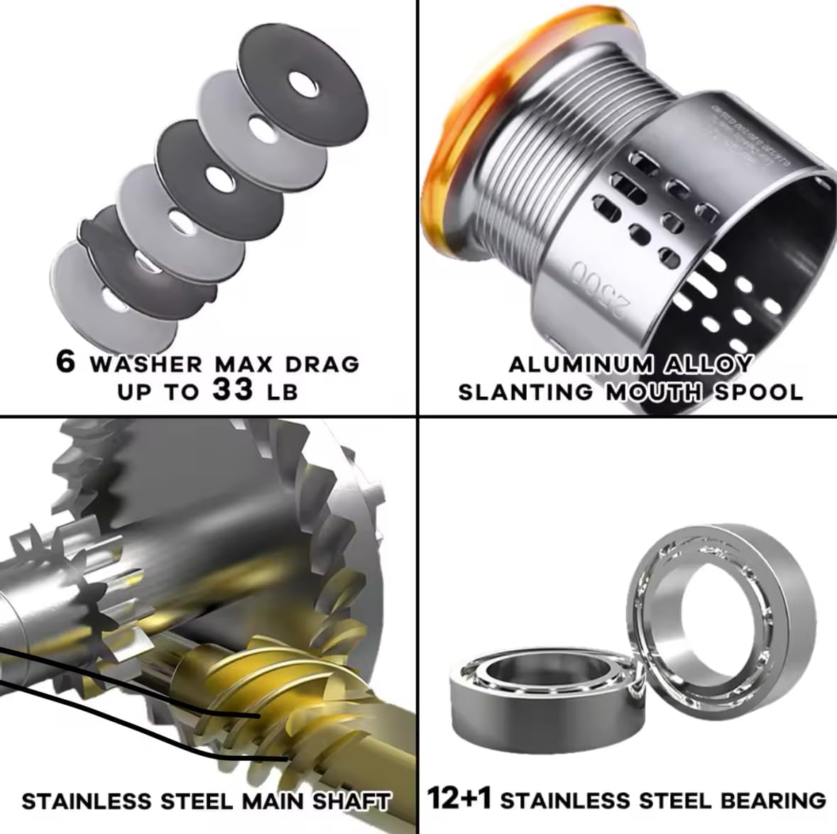 Fi's+7 Spinning Reel, Various Counts, Maximum Drag Force 17.8 - 33.3 lbs (8 - 15 kg), Gear Ratio 5.5:1, Left and Right Interchangeable Handles, 12+1BB Ball Bearings, Compatible with Many Species, 2000