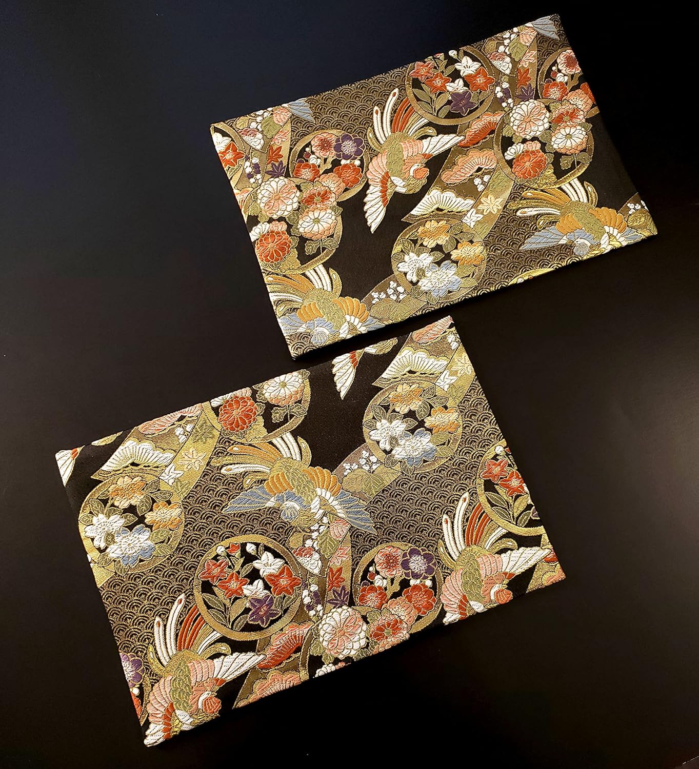 Comes Boxed and Ready to Use as a Present, Japanese Gift for Foreigners, Kimono, Obi-Style Japanese Tea Mat Set of 2, All Over Pattern (Asuka)