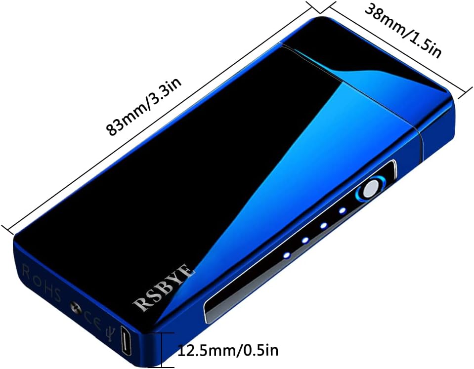 RSBYE Cool Plasma, Large Output, USB Electronic, Made in Japan, Stylish, Cool, LED Status Display, Rechargeable, Gift Box, Camping, Outdoor Candles, Scent-Resistant, Anniversary Gift (Blue)