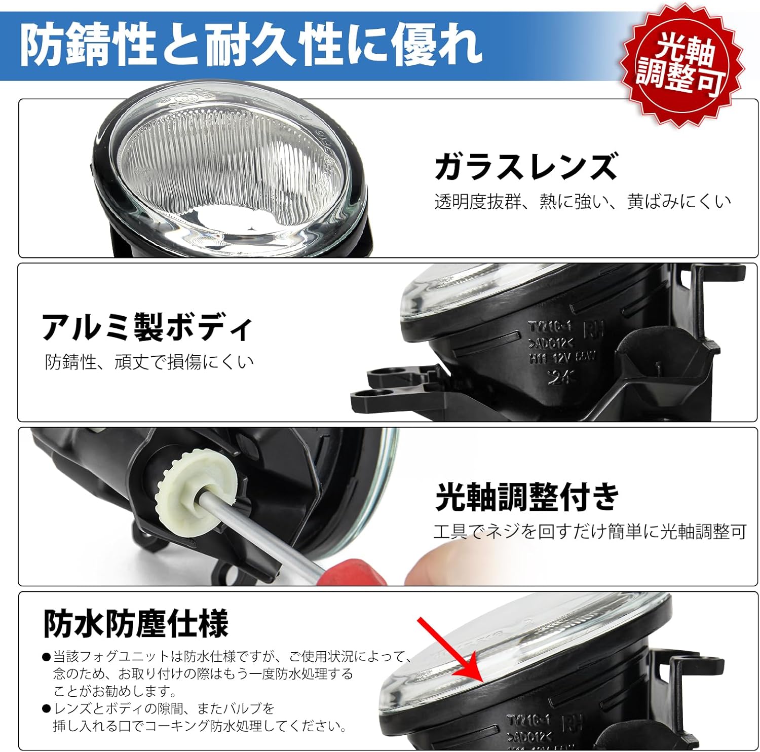 OPPLIGHT Fog Light Unit, Late Type, Compatible with Toyota Vehicles, Replacement for H16, Compatible Bulbs: H16, H11, H9, H8, Prius 30 α, 80 Series Voxy/Noah, 30 Series Alphard, Aqua 10 Series, Camry