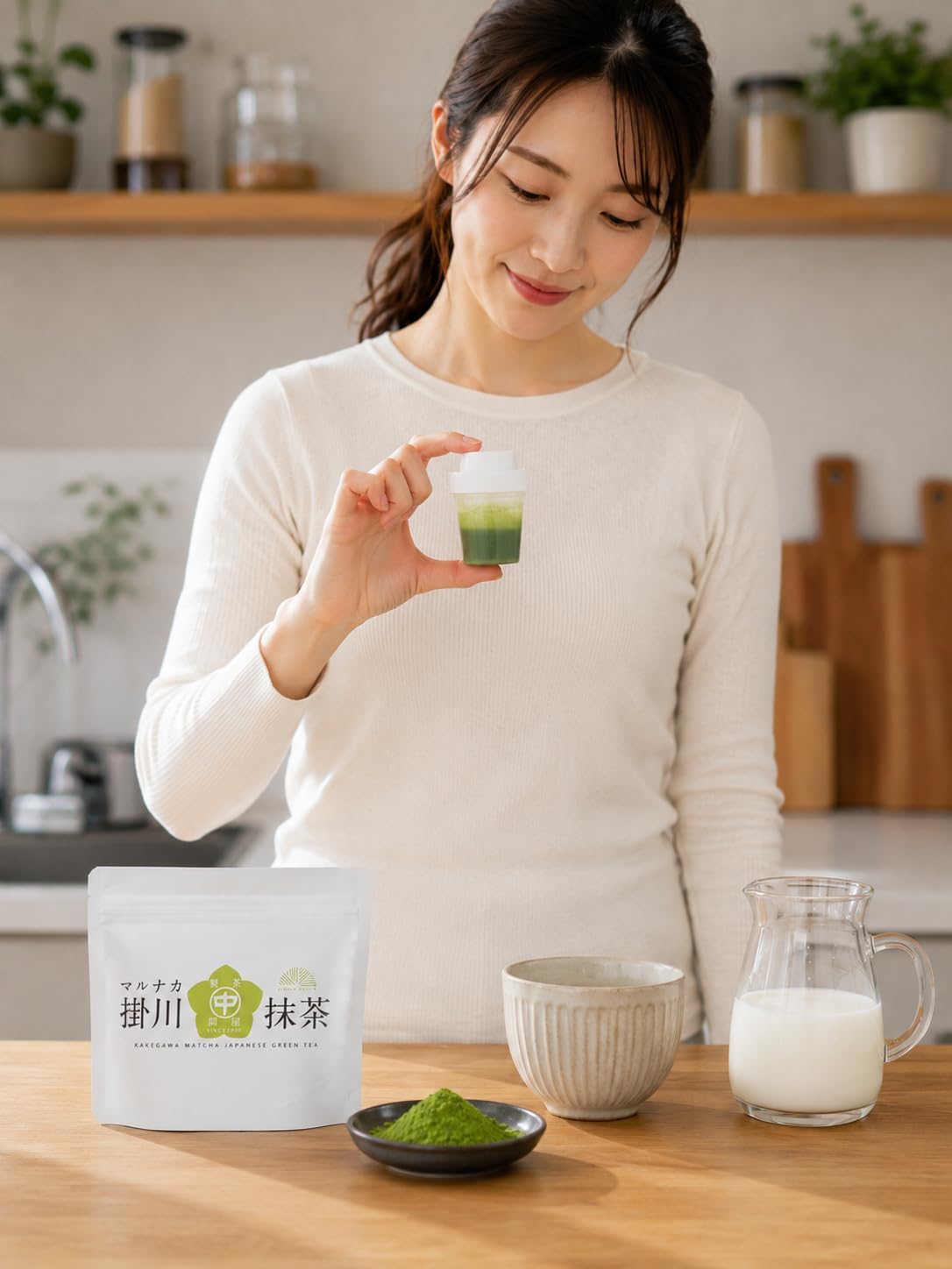 Nakamura Korokuen from the Tea Town Kakegawa "Marunaka Kakegawa Matcha & Shaker Set" 60g Kakegawa-grown 100% Single Origin with Measuring Spoon Matcha Latte for Practice Usucha Sweets Making Shaker