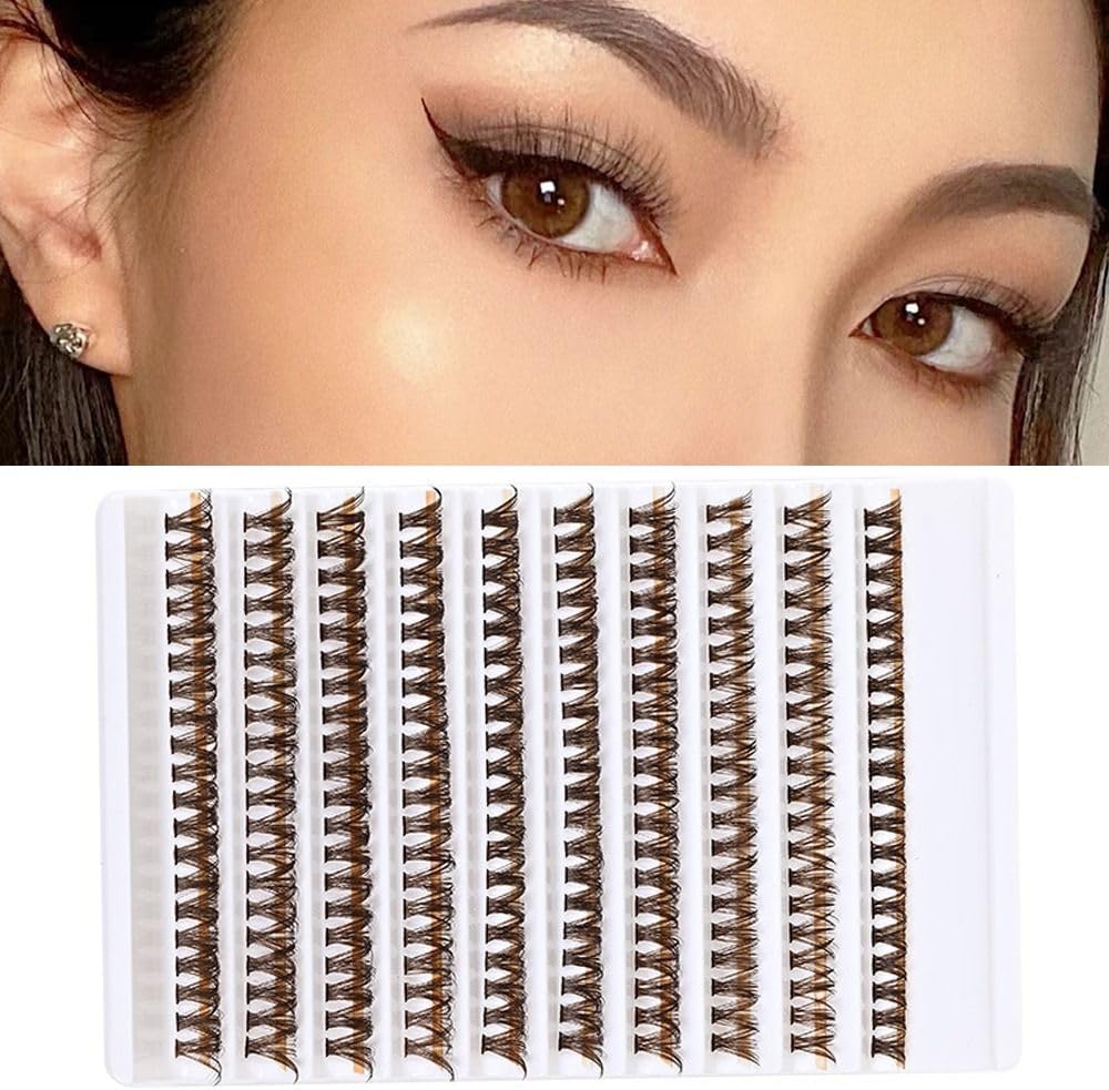 40D Brown Cluster Eyelashes 200 Cluster Graft Individual Volume Eyelash Extensions Makeup Tool Natural Dramatic Look