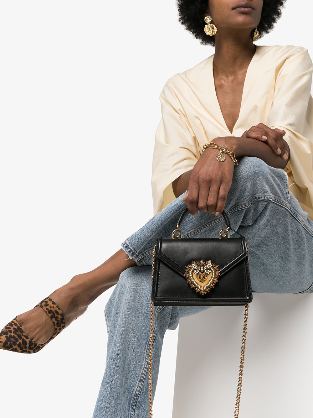 Dolce  Gabbana ドルチェとガッバーナの献身小さな革のハンドバッグ - Image 5