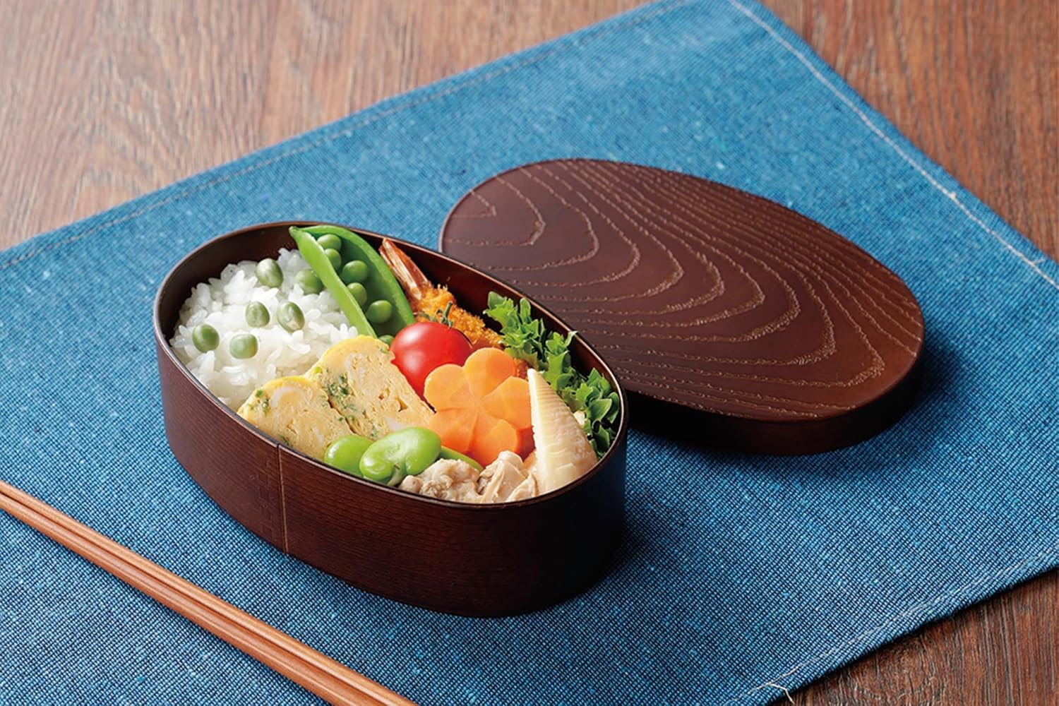 Kakusee Curved Wappa Style Bento Box, Oval Type, 16.9 fl oz (500 ml), Made in Japan, Dishwasher and Microwave Safe, Middle Lid, Rubber Band Included, Men's and Women's, Stylish, Lunch Box, Company