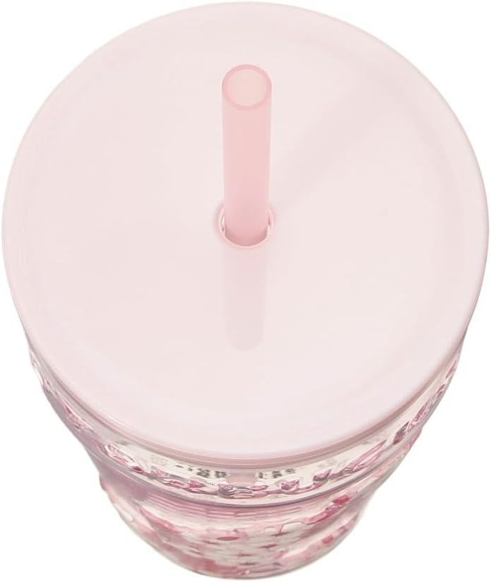 Starbucks SAKURA 2026 Vaso de cristal, rosa, 16.0 fl oz, con pajita