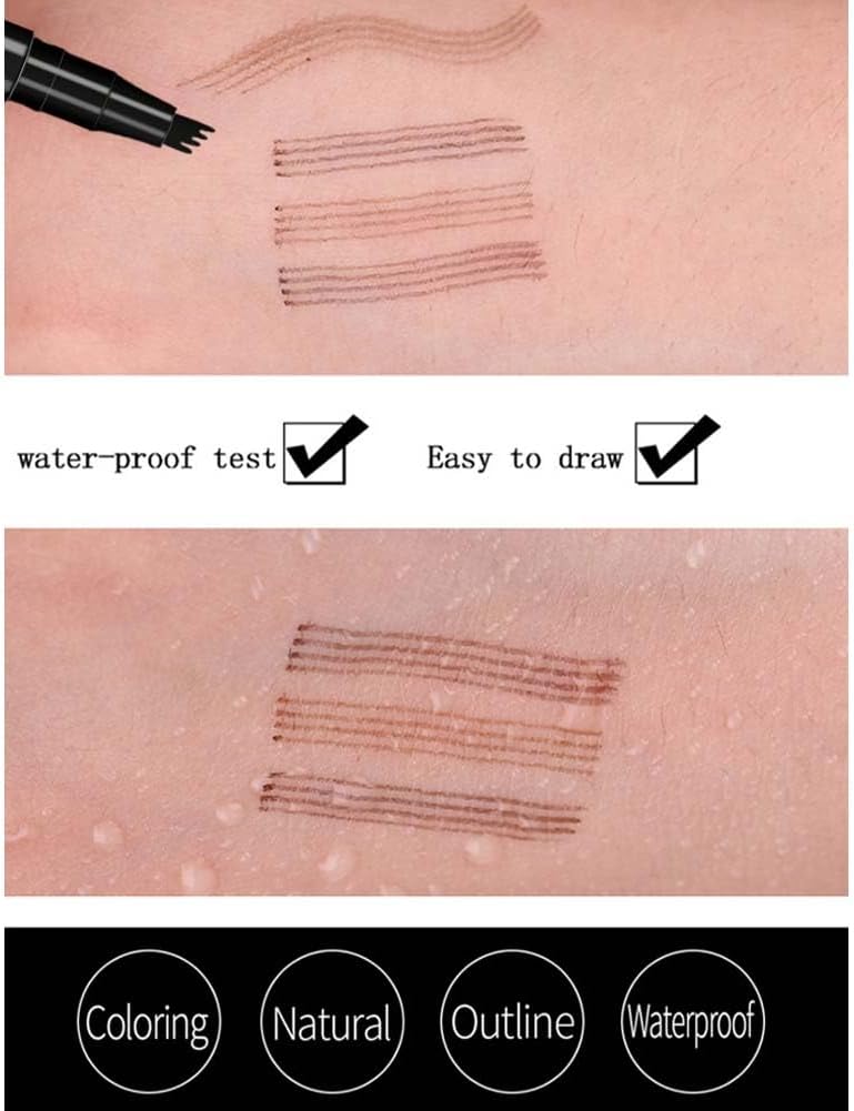 New Feeling Natural Eyebrow 4 Claw Eyebrow Pen, Fine Smooth Brush Head, Clear and Vivid Fork Shape Brush, Liquid Blow, Easy to Carry and Wipe, 4 Heads, 4 Tip Precision Eyebrow Pencil, 4 Tip Eyebrows,