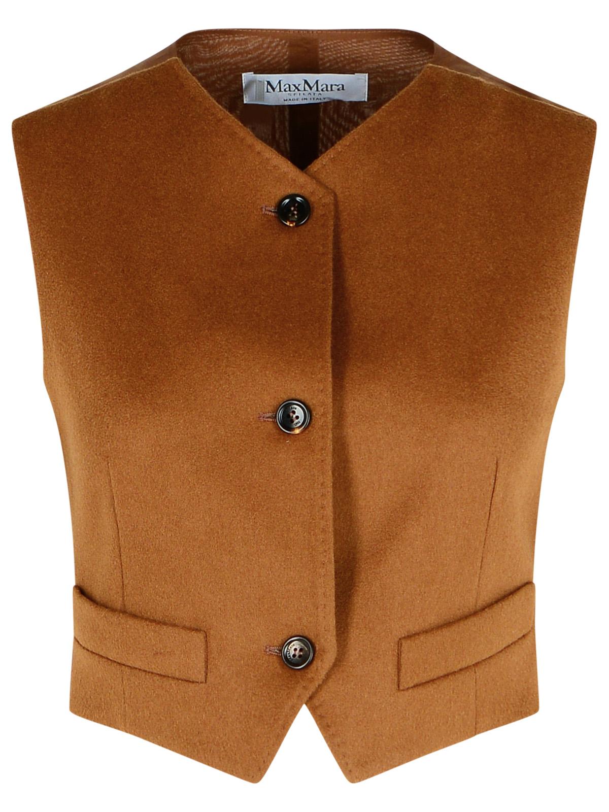 Max Max Mara 'Edda' Camel Light Lear Vest - Image 5