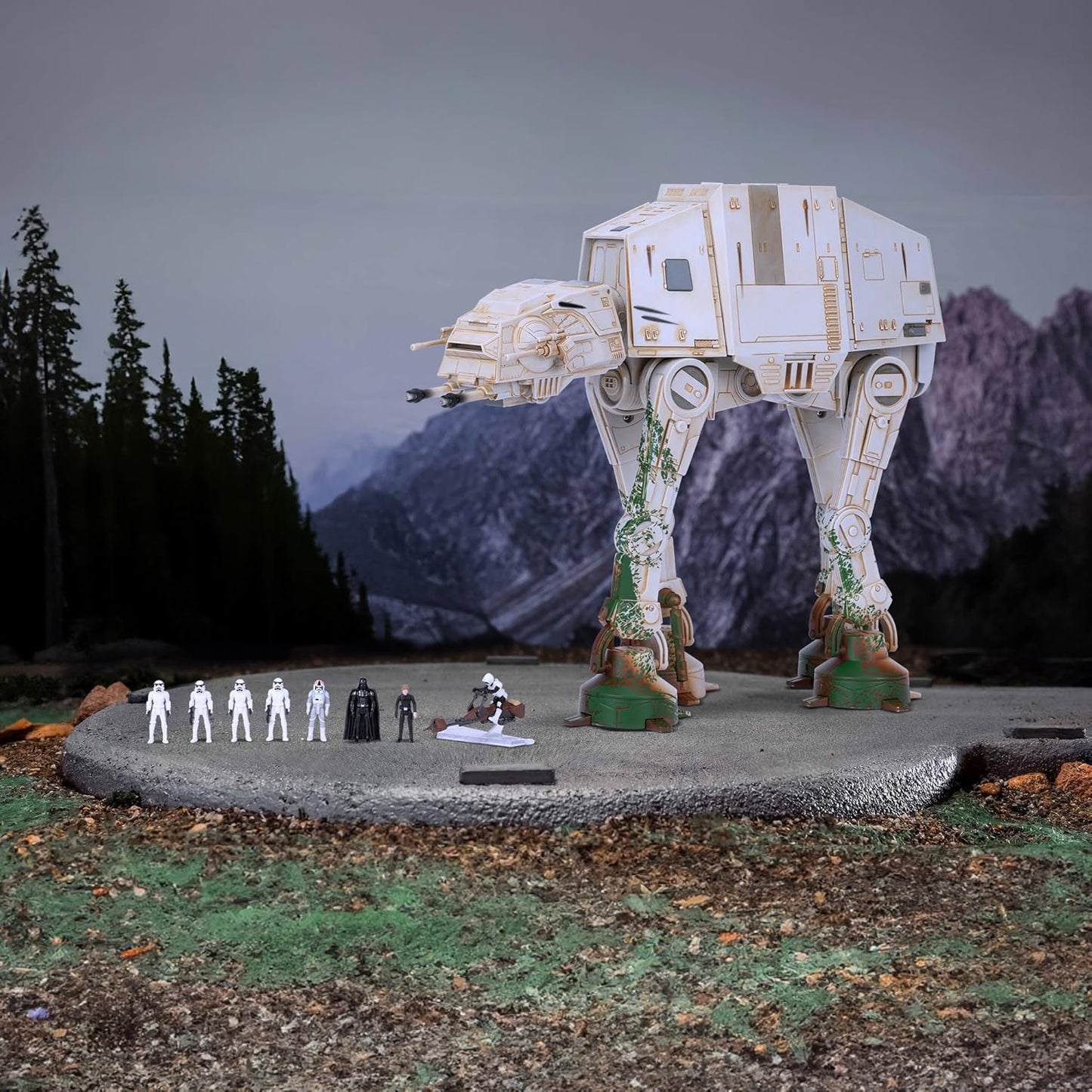 Star Wars Micro Galaxy Squadron at-at Walker (Endor) Exclusivo de - Vehículo de 10 pulgadas con luces, sonidos, zonas de acción y accesorios (Juguetes para niños a partir de 8 años)