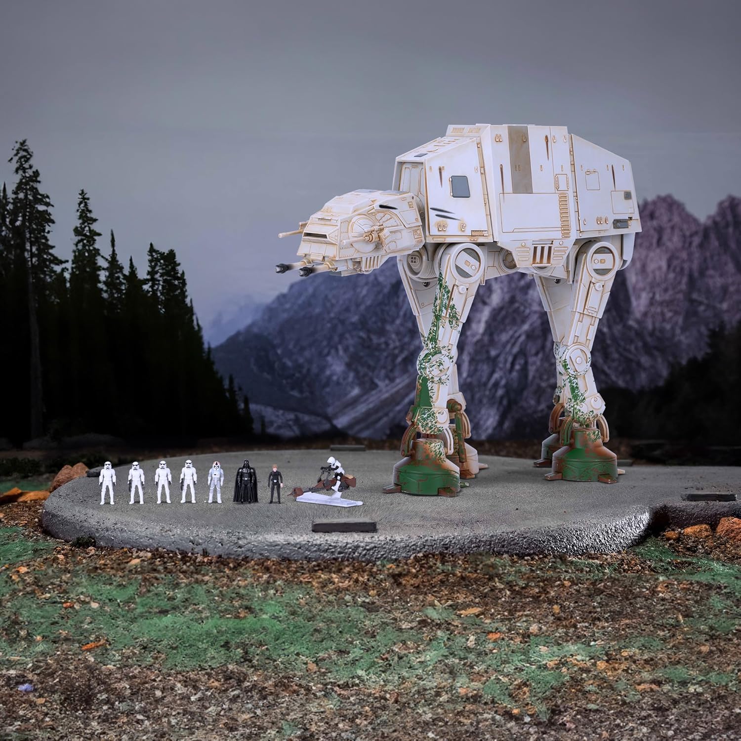 Star Wars Micro Galaxy Squadron at-at Walker (Endor) Exclusivo de - Vehículo de 10 pulgadas con luces, sonidos, zonas de acción y accesorios (Juguetes para niños a partir de 8 años)