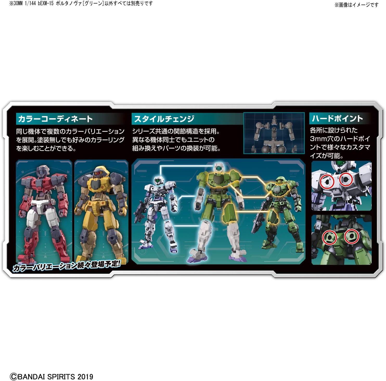 Bandai Spirits 30MM bEXM-15 Portanova Green 1/144 Scale, Color Coded Plastic Model