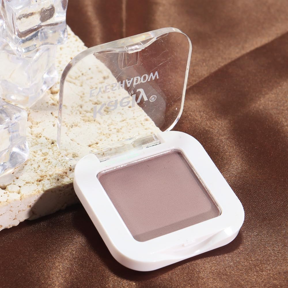 evpct Mauve Taupe Plum Matte Single Eye Shadow Palette Makeup for Older Women, Plum Lavender Purple Natural Cream Eyeshadow Palette for Green Eyes, High Pigment Mini Monochrome Eyeshadow