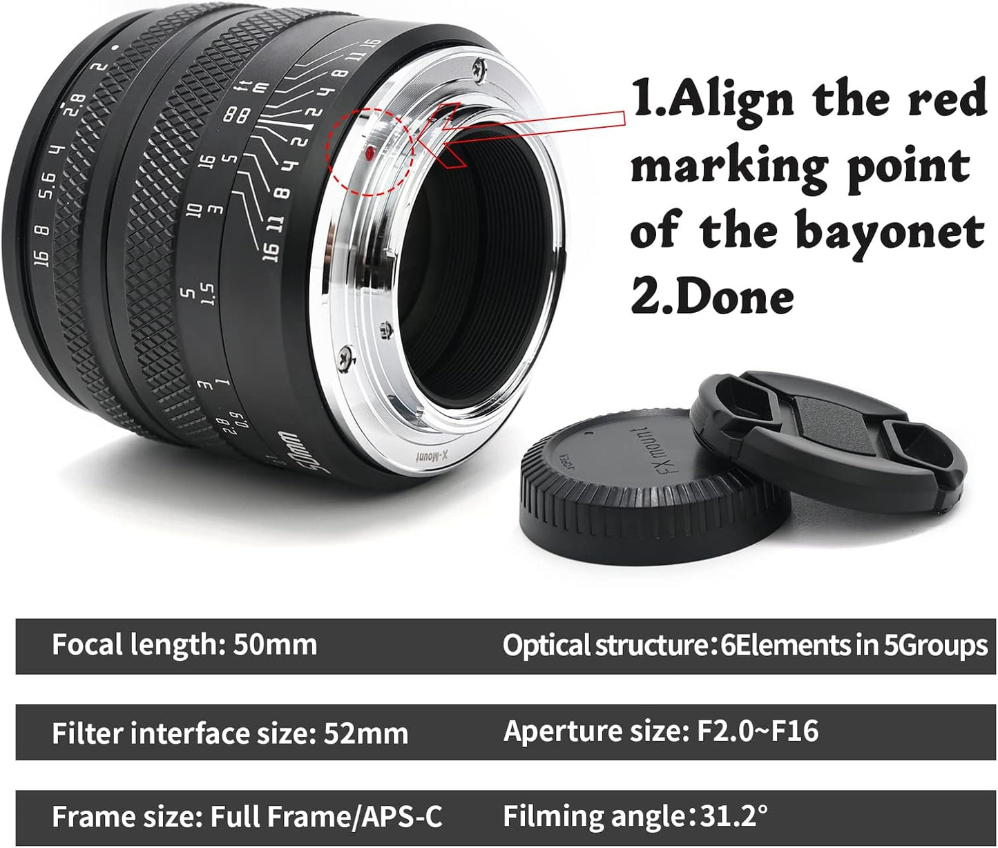 AstrHori 50mm F2.0 Full Frame Large Aperture Manual Focus Prime Lens with Blur Effect & Filter Slot for Sigma, Leica, Panasonic Large Mount Camera Large TL CL TL2