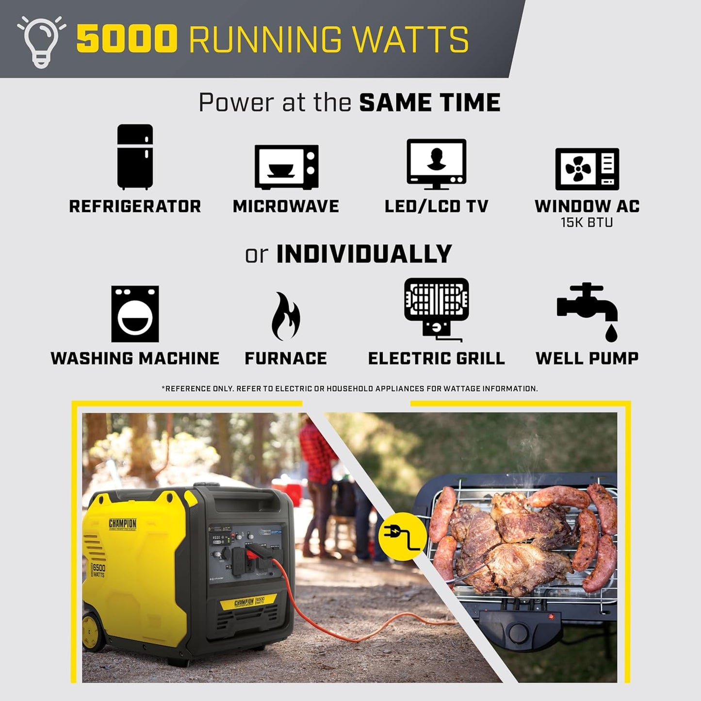 Champion Power Equipment 6500ワット RV対応 ポータブルインバーター発電機 静音技術とCOシールド付き