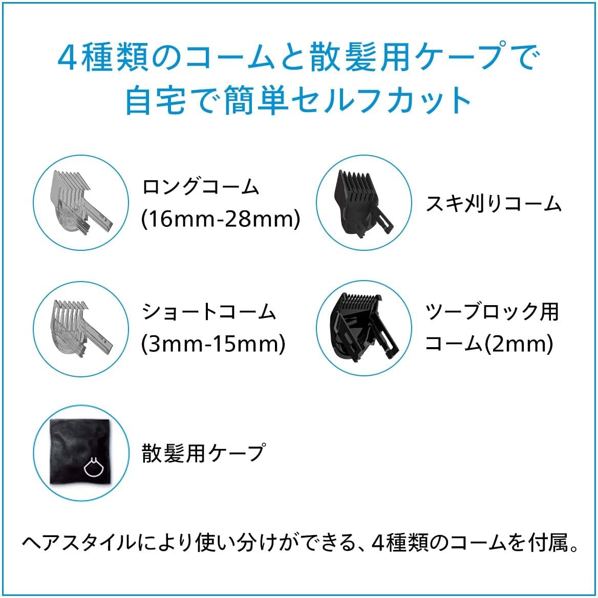 Philips Hair Cutter 5000 Series (Electric Clippers/27-Step Adjustment 3-28 mm・Turbo Mode・Charging/AC Type) HC5610/60 White/Black