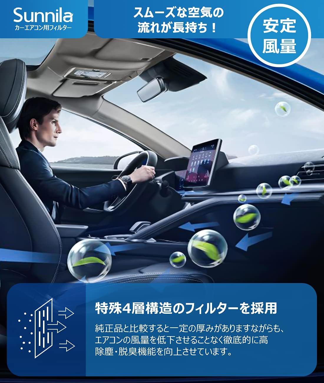Toyota HiAce D-010 Air Conditioner Filter for 200 Series Special 4 Layer Construction & 2 Pieces, Pollen Prevention, Antibacterial, Mildew Resistant, Odor Resistant