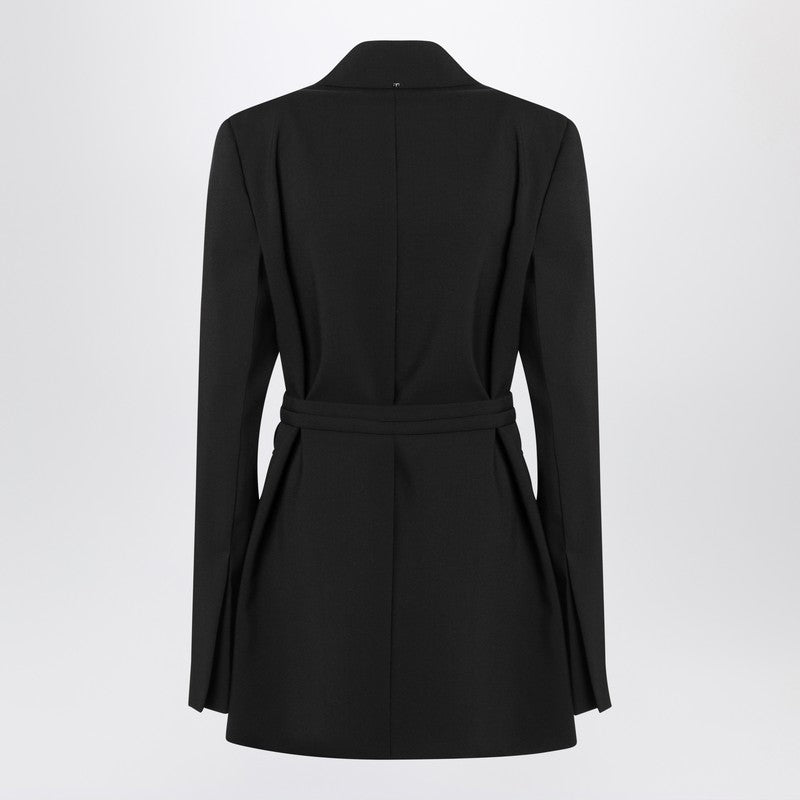 Sportmax SportMax Long Double Bestoded Black Jacket With Belt - Image 5