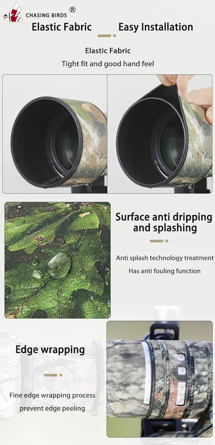 CHASING BIRDS Camouflage Waterproof Lens Coat for CANON EF 400mm F5.6 L USM Rainproof Lens Protective Cover (Big Tree)
